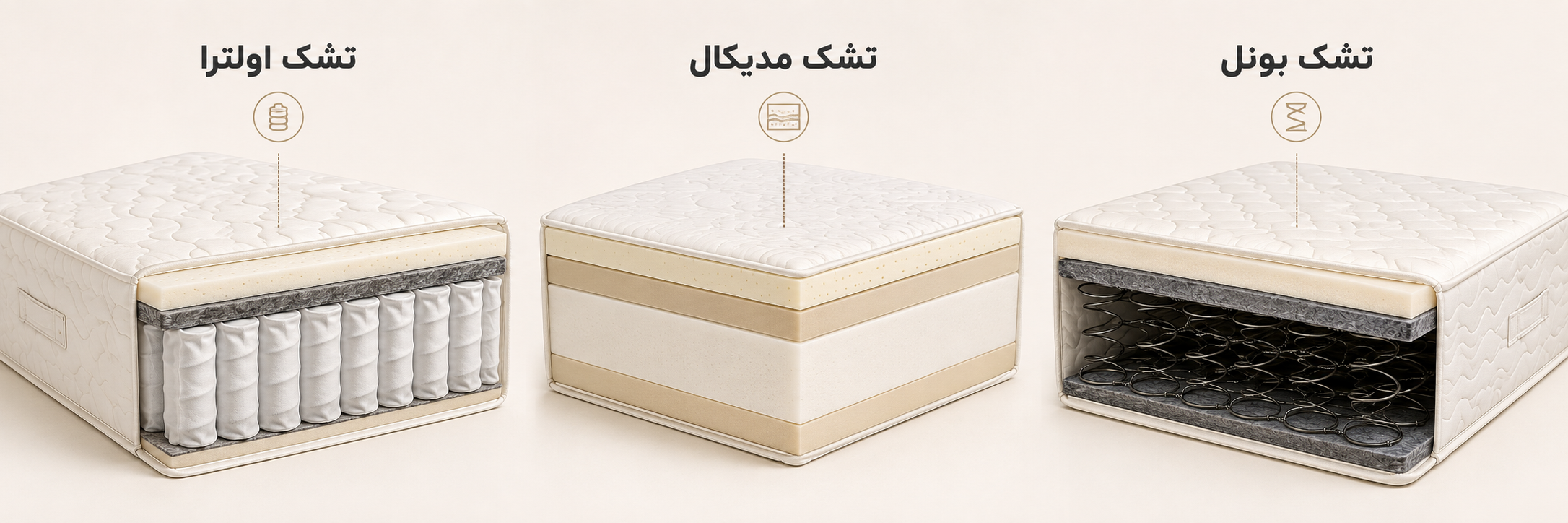 مقایسه تشک رویا سری اولترا، مدیکال و بونل