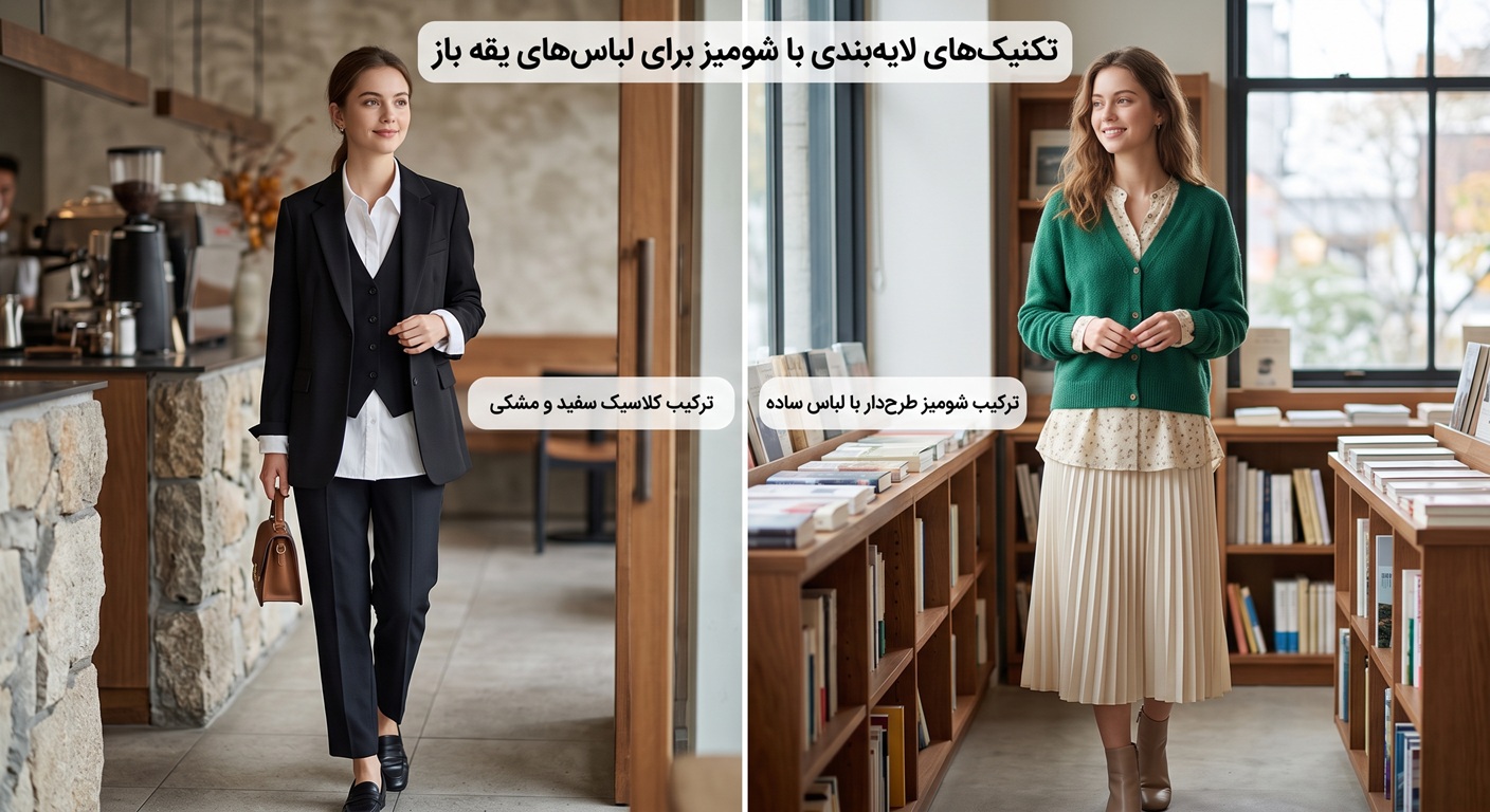 شومیز نازک زیر لباس یقه باز؛ ترکیبی جذاب و متفاوت
