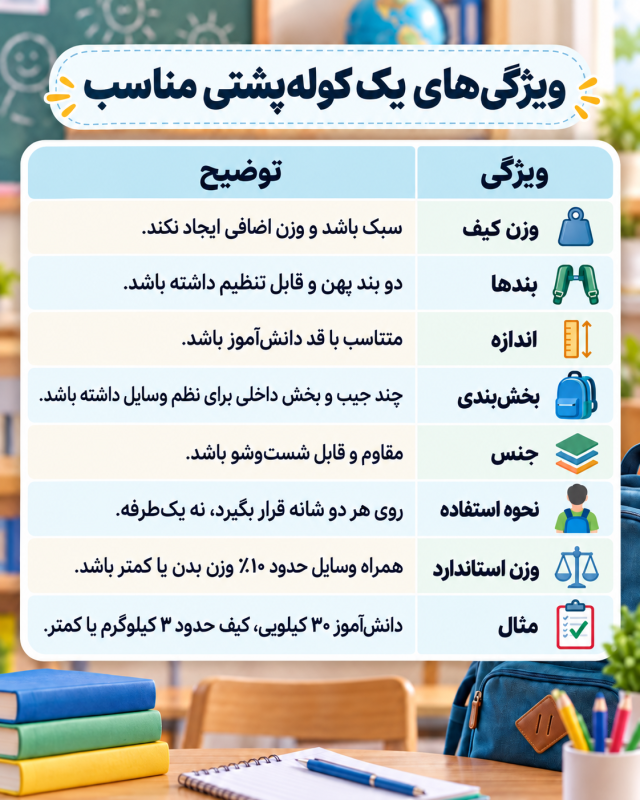 لوازم تحریر و وسایل مورد نیاز دانش آموزان برای شروع مدرسه ویژگی های کوله پشتی مدرسه