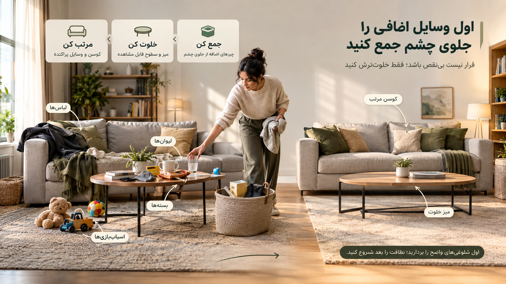 چند دقیقه برای مرتب کردن خانه پیش از رسیدن مهمان سرزده کافی است