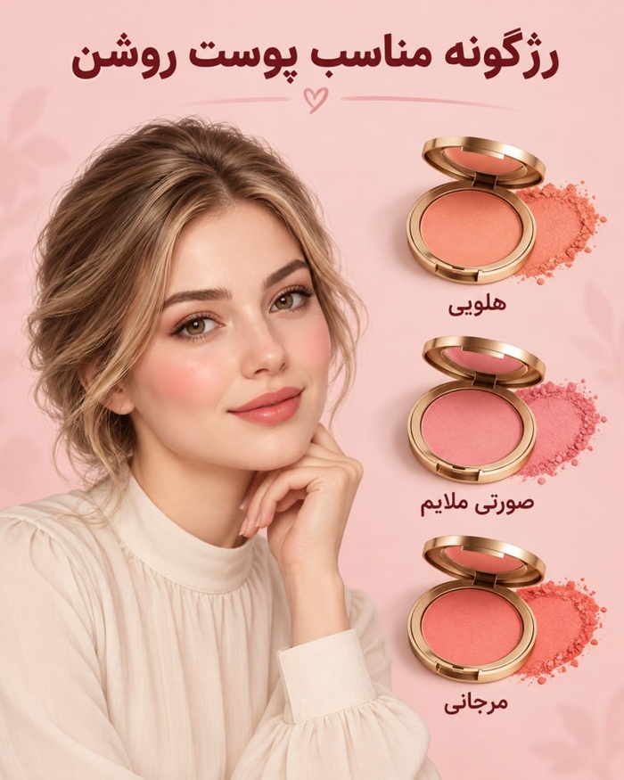 راهنمای انتخاب رنگ رژگونه مناسب برای هر تناژ پوست